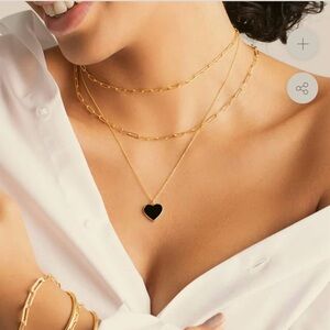 NWOT Becket + Quill Black Enamel Heart Necklace (18”)